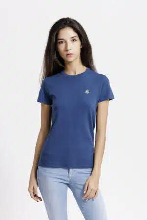 T-shirt femme face bleu de cobalt