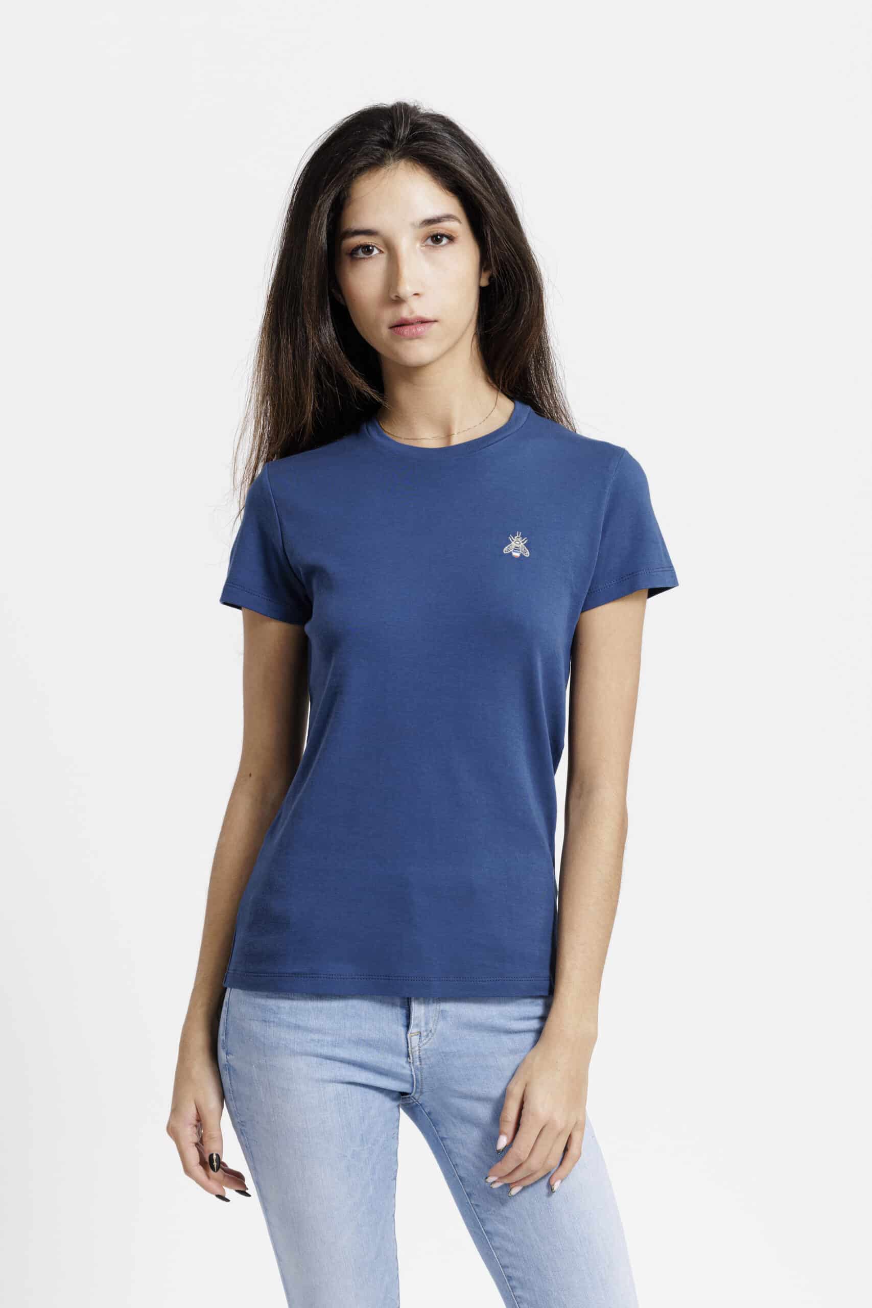 T-shirt femme face bleu de cobalt