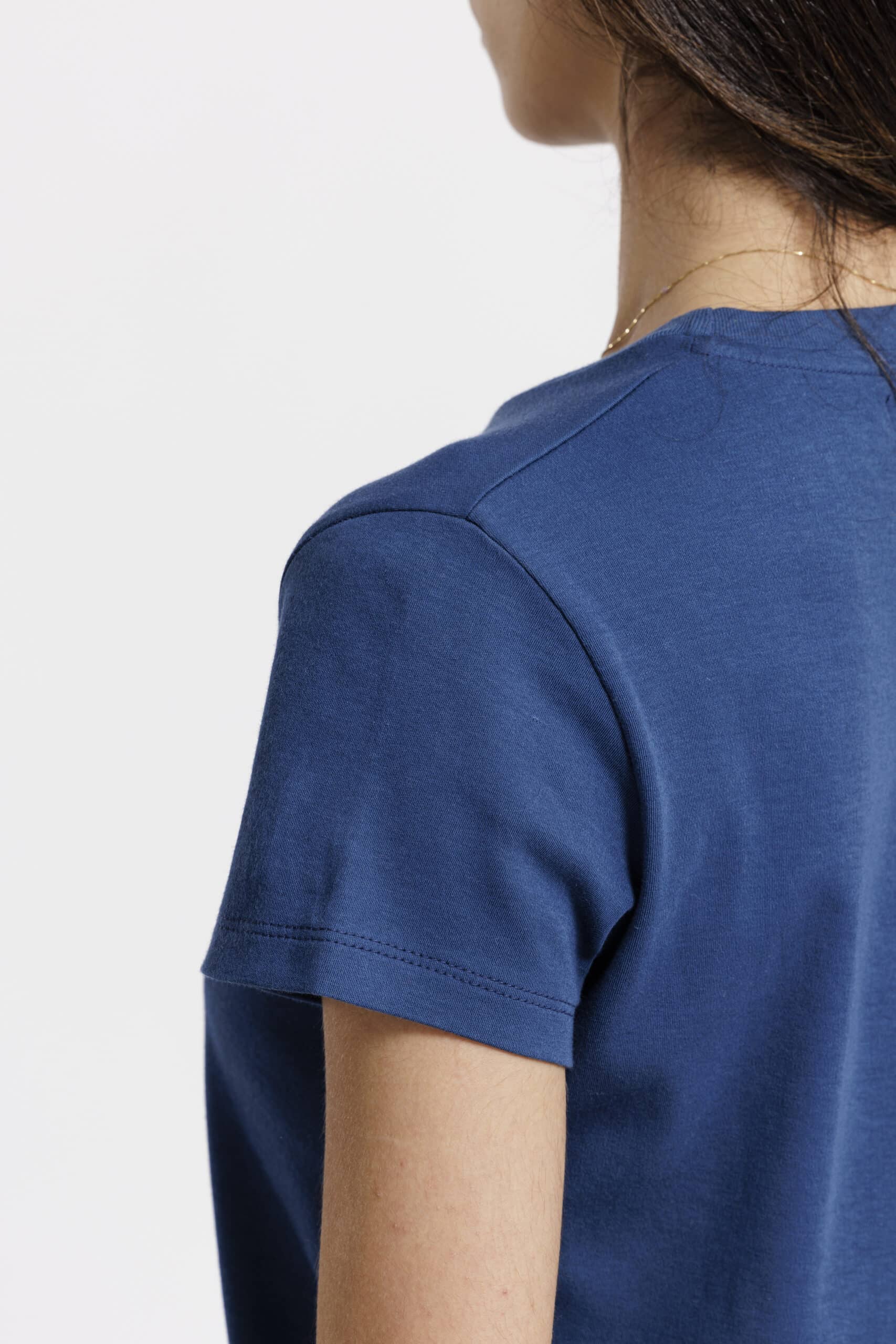T-shirt femme épaule bleu de cobalt