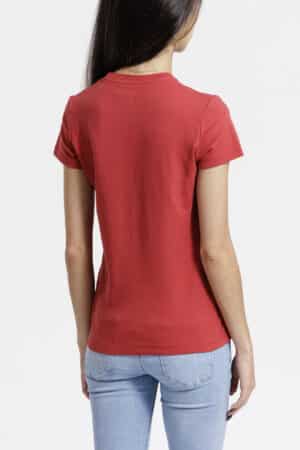 T-shirt femme dos rouge nacarat