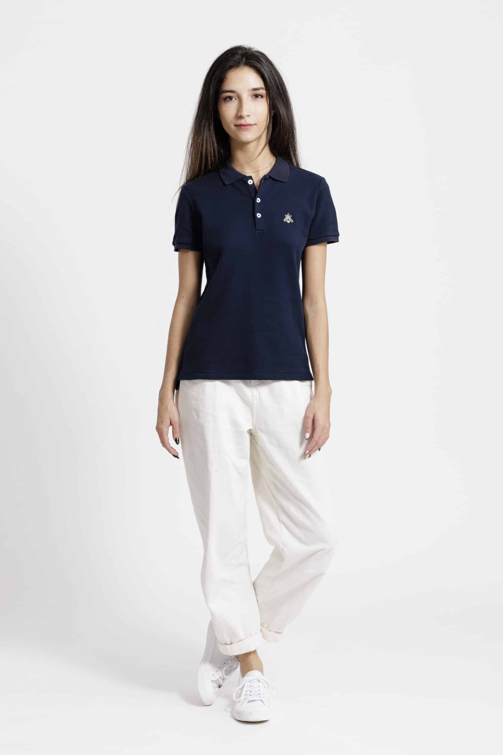 Polo femme pied bleu marine