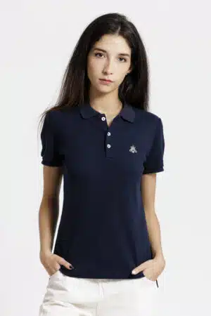 Polo femme face bleu marine