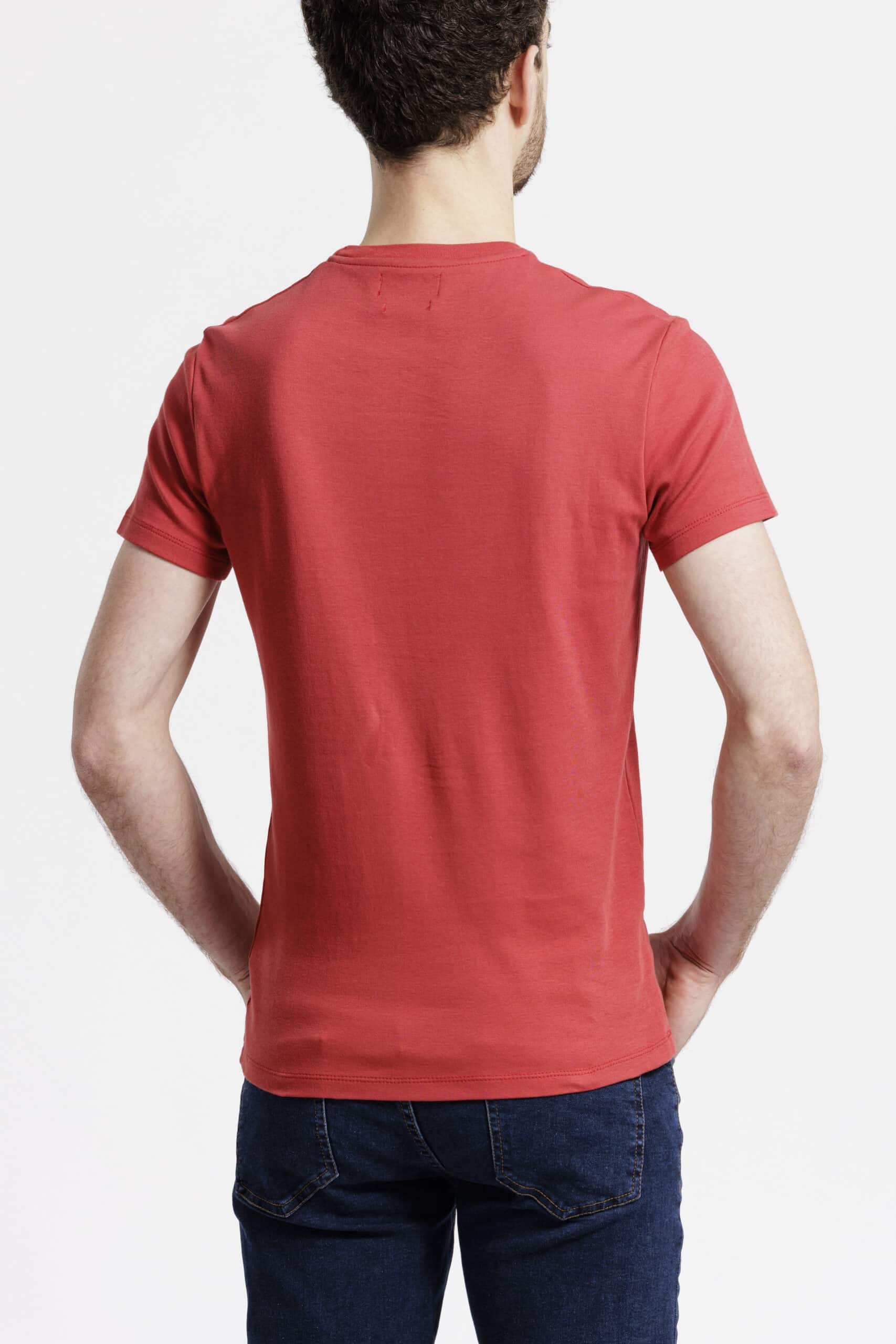 T-shirt homme dos rouge nacarat