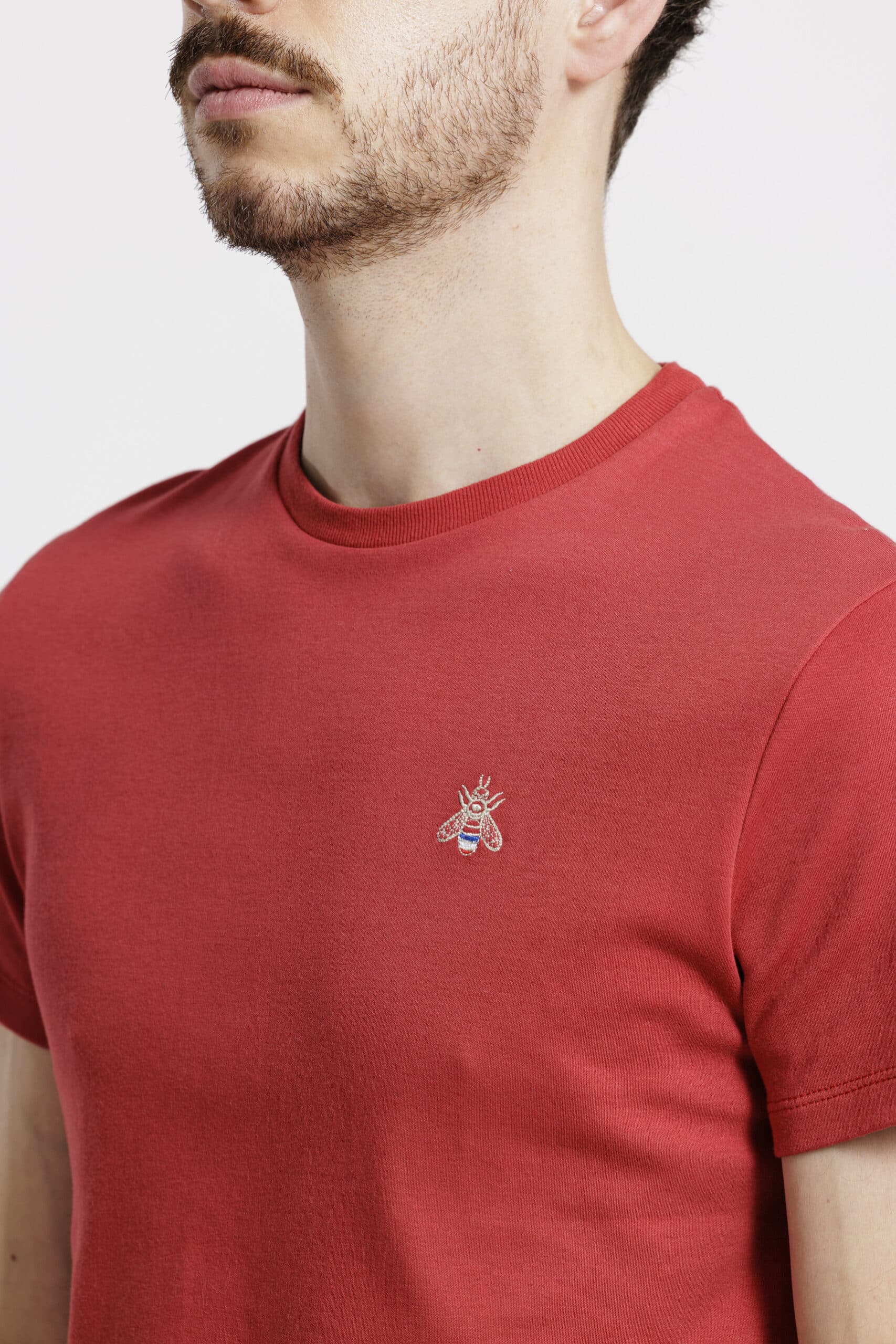 T-shirt homme torse rouge nacarat