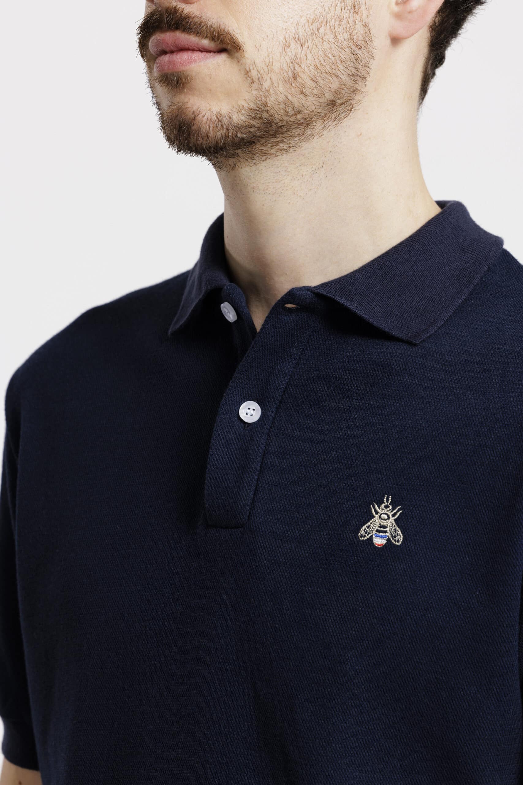 Polo homme torse bleu marine