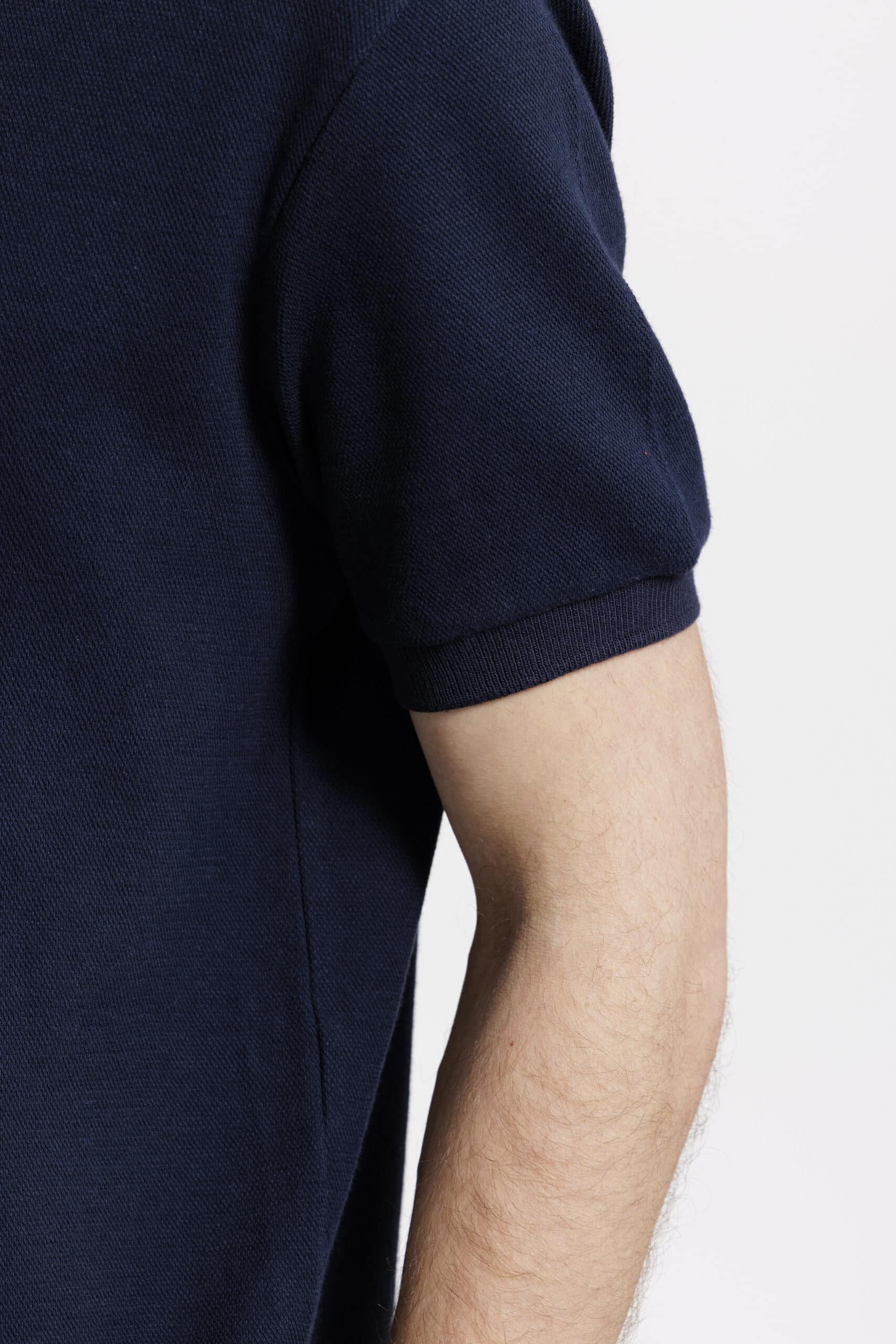 Polo homme manche bleu marine