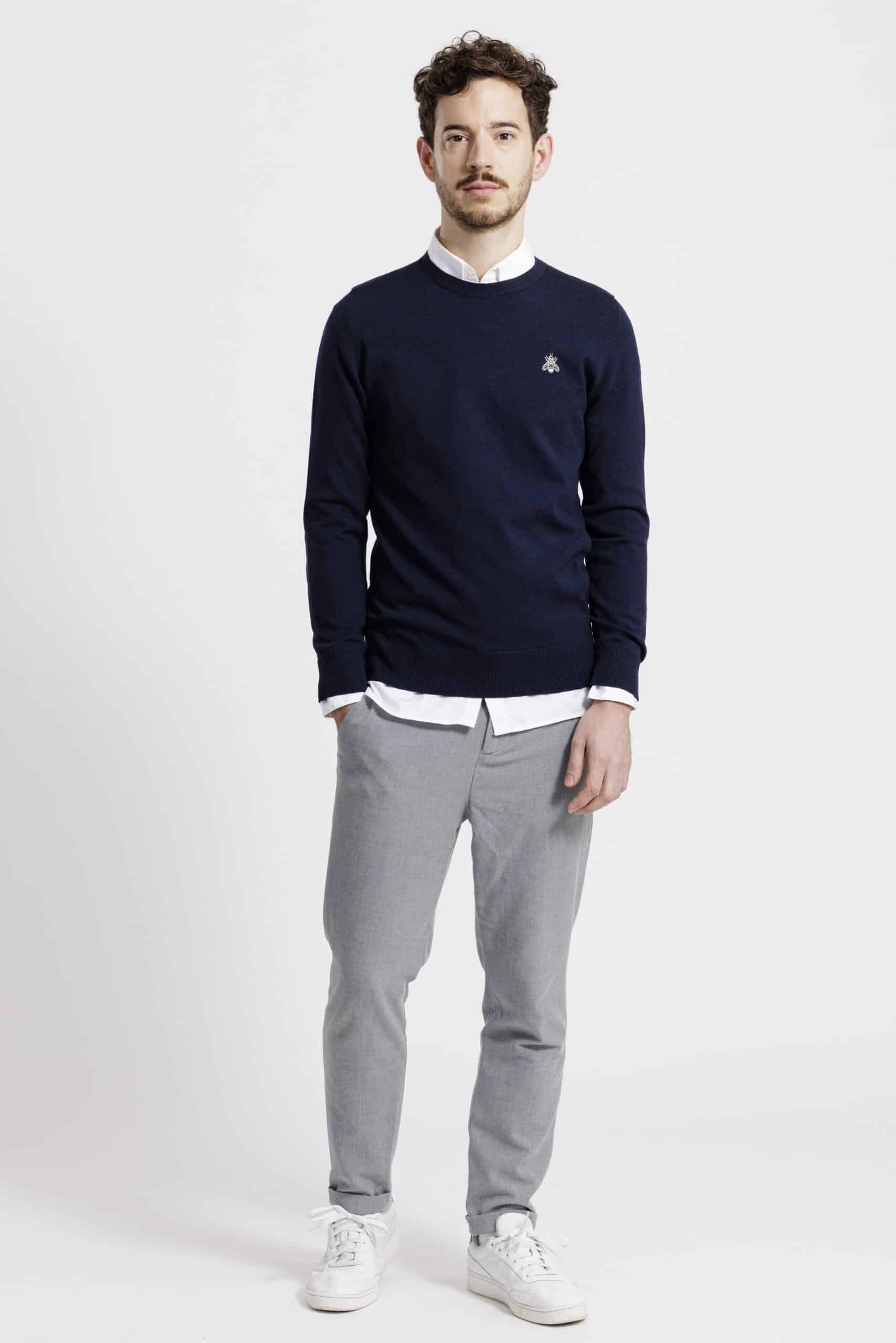 Pull homme pied bleu marine