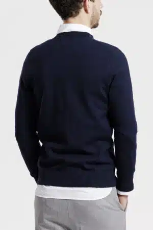 Pull homme dos bleu marine