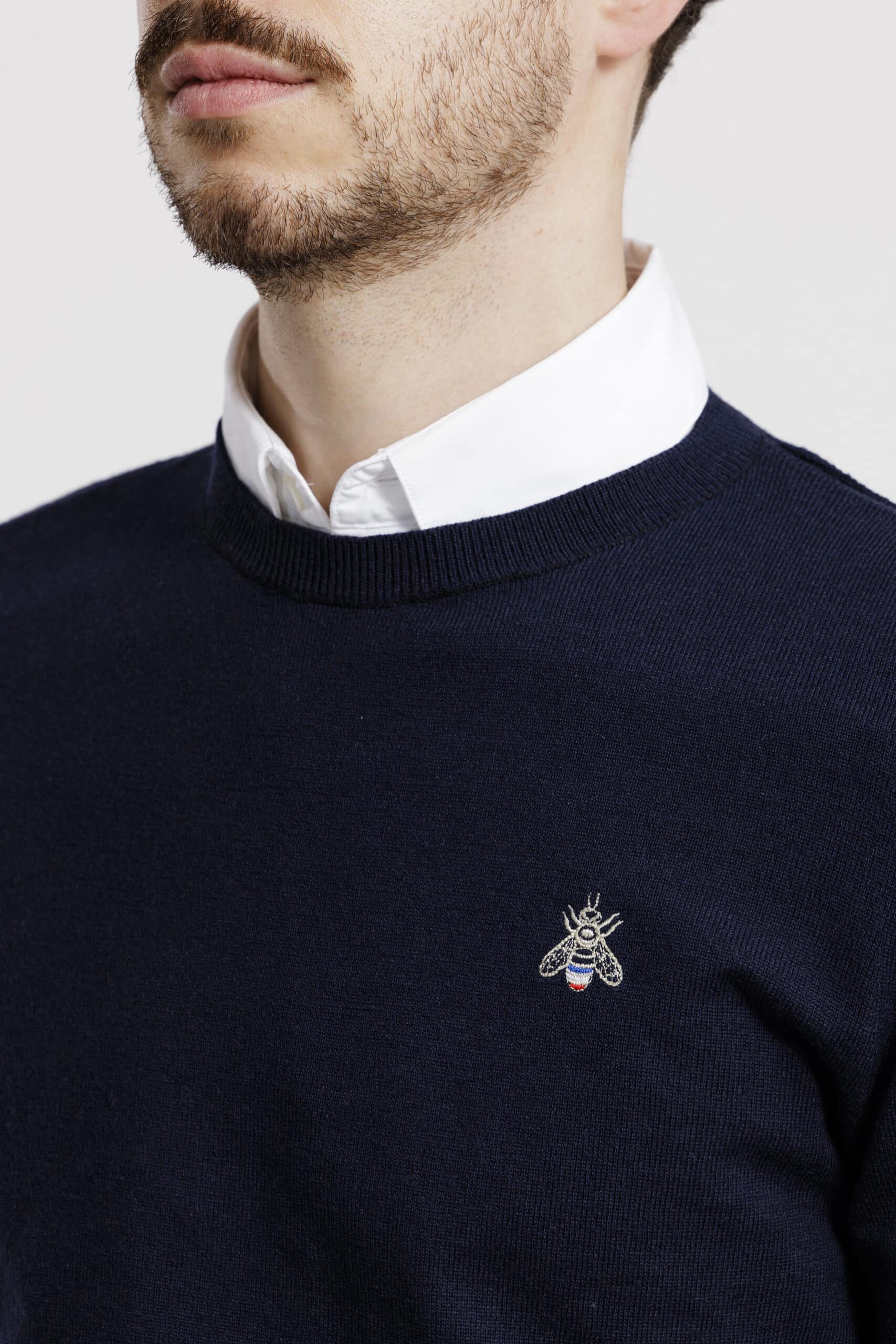 Pull homme torse bleu marine