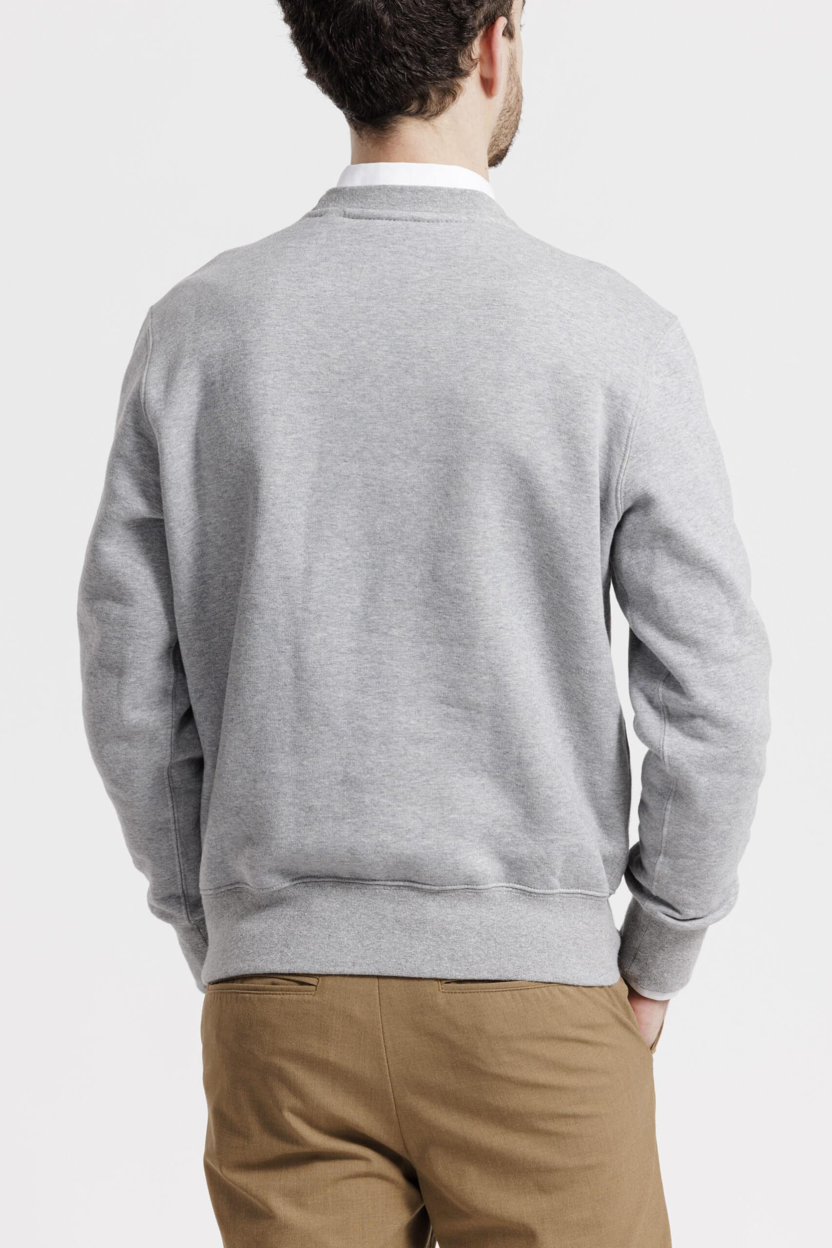 Sweat homme dos gris chiné